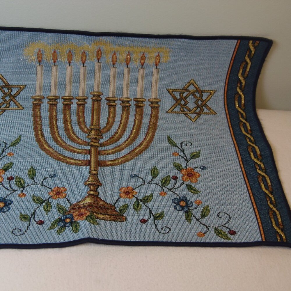 Hanukkah Menorah Star of David Needlepoint Placemat Celebration Candles Festive